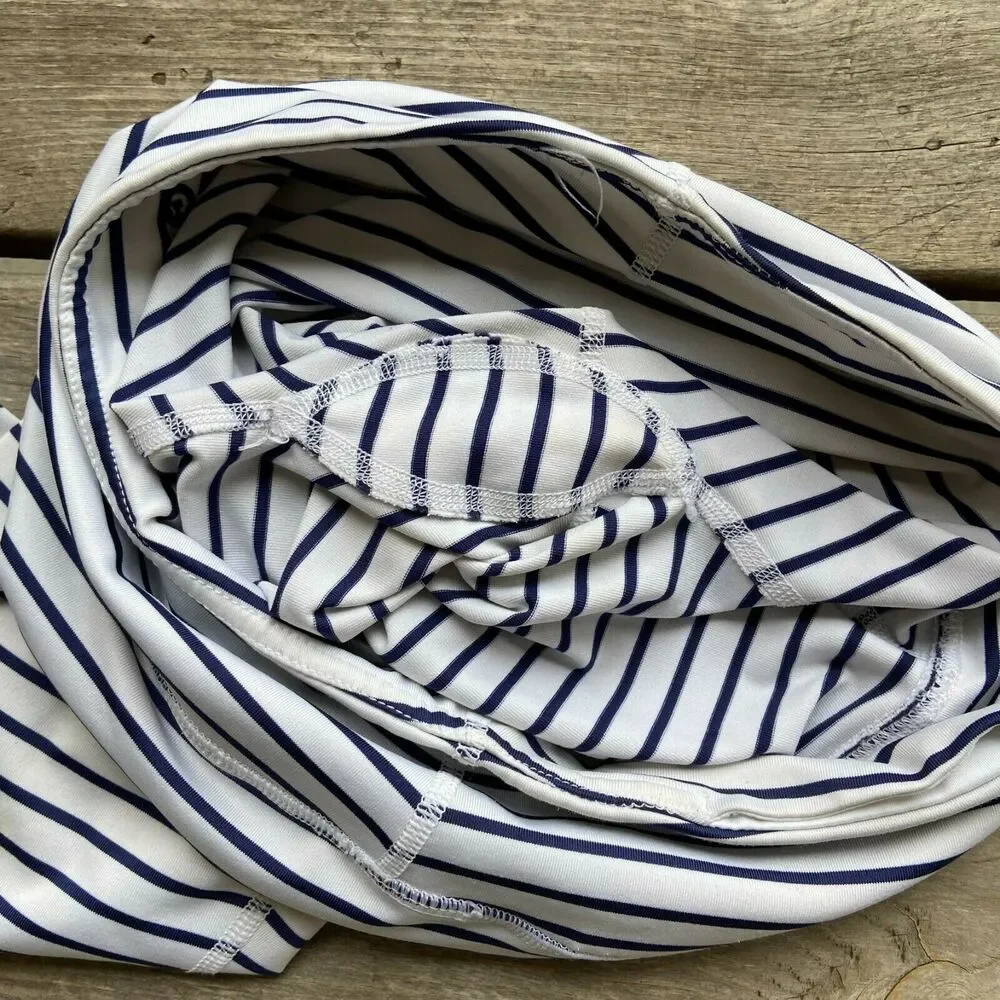 Scorpio Sol Womens Leggings Size XS Navy Blue White Striped‎ Cropped Length